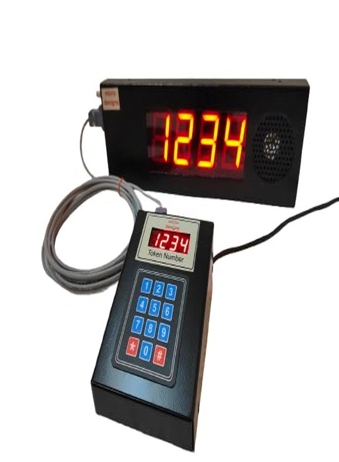 micro designs full 4-digit Token Display System with DUAL ENGLISH & HINDI VOICE announcement; Fully Metal body; 5 m cable - Image 2